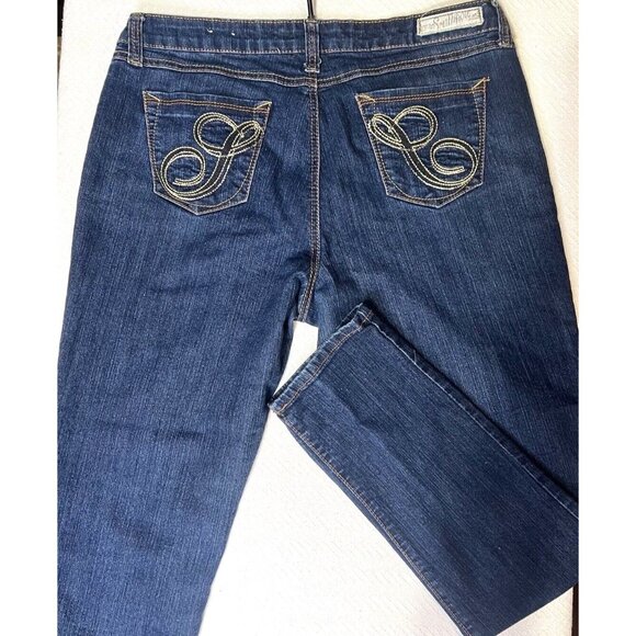 Womens SouthPole Blue Jeans Denim Pants Size 15 Embellished Back Pockets - Picture 2 of 3